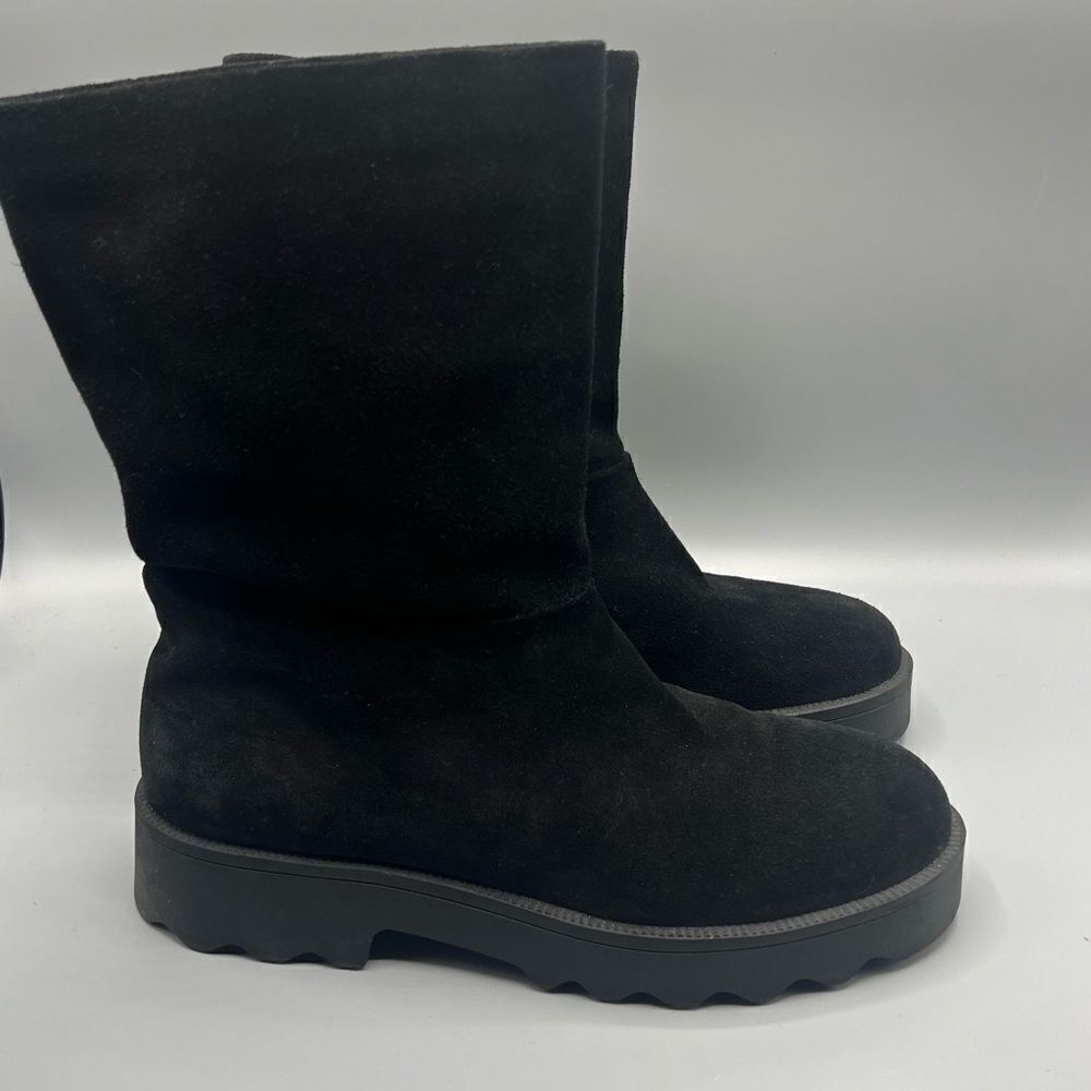 Aerosoles Simple Black Suede Pull On Boots - Picture 5 of 6